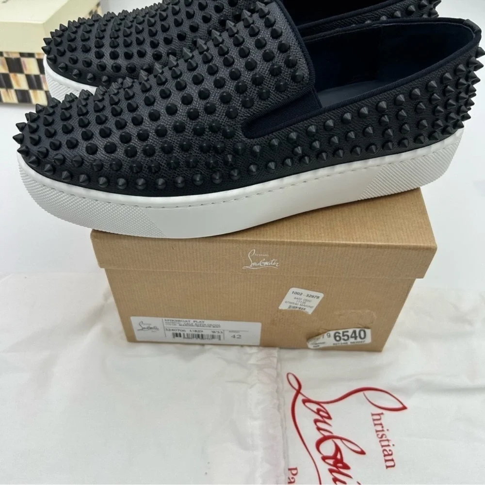 Men’s Christian Louboutin spike boat slip on sneakers size 42 made in Italy